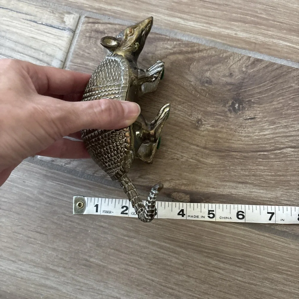 Rare Vintage Solid Brass Armadillo Figurine 7